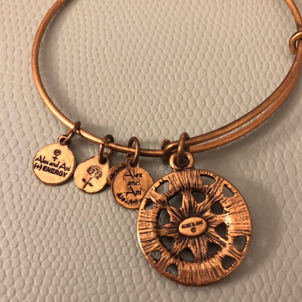 Alex and Ani Compass Adjustable Gold Bangle - Picture 3 of 4
